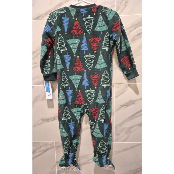 Carter’s Fleece Footed Holiday Sleeper Christmas Trees 24M 2-Way Zipper NEW - Picture 4 of 9